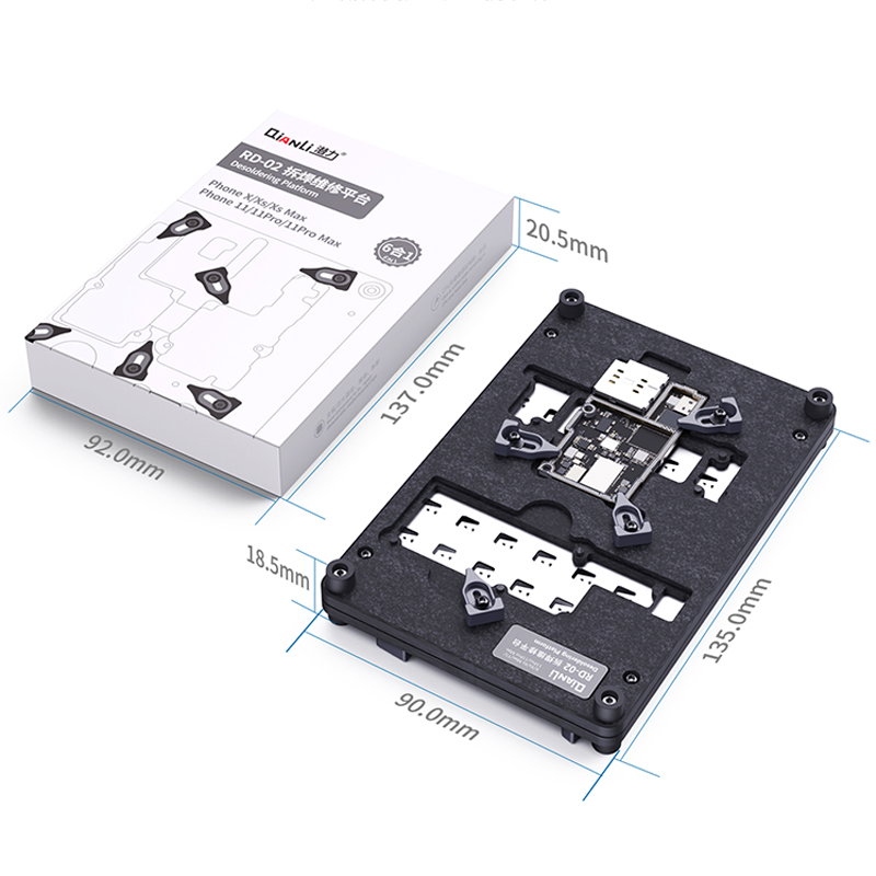 QIANLI RD-02  6 in 1 Motherboard Desoldering Repair Platform for iPhone X/XS MAX/11Pro MAX Logic Board IC Chip CPU Glue Removal Fixture