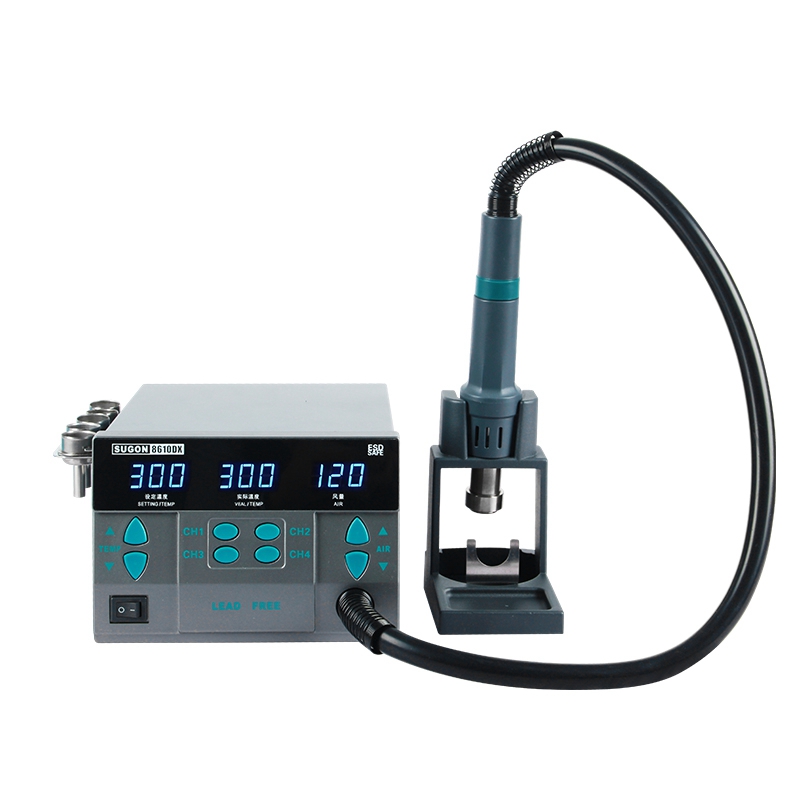 SUGON 8610DX 1000W Rework Station LED Display Lead-free Heat Gun Microcomputer Temperature Adjustable 5 nozzle Hot Air Gun