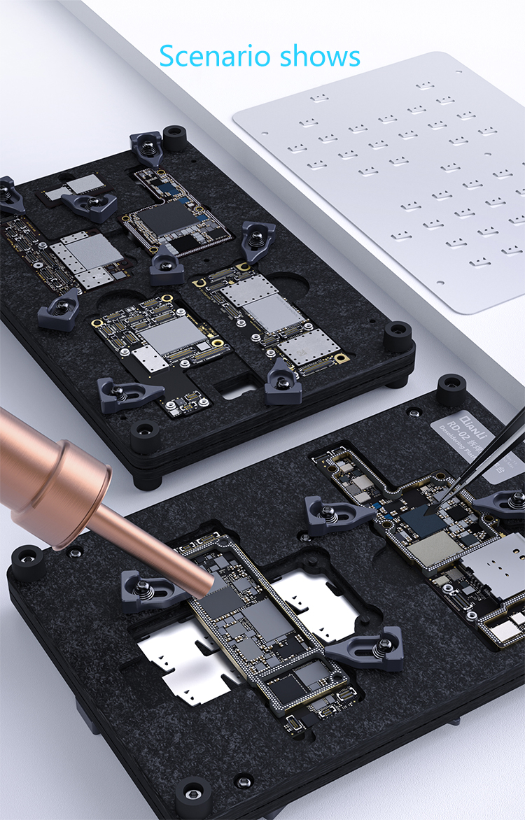 QIANLI 6 in 1 Motherboard Desoldering Repair Platform for iPhone X/XS MAX/11Pro MAX Logic Board IC Chip CPU Glue Removal Fixture