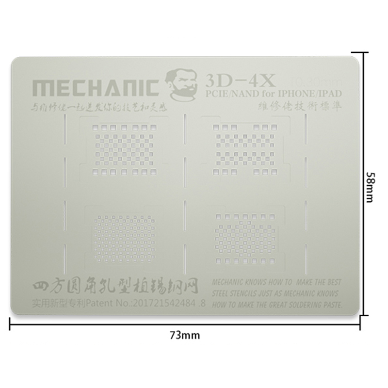 MECHANIC 3D Steel Mesh 0.2mm BGA Reballing Stencil For iPhone 4/6/6s/7/8/X Xs Xs MAX XR iPad 2/3/4 Air PCIE/NAND/Hard Disk