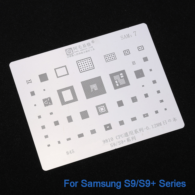 Japan Steel BGA Stencil for Samsung S9 S9+ Exynos9810 SDM845 CPU Heat Planting Tin Net 0.12mm Thickness Template