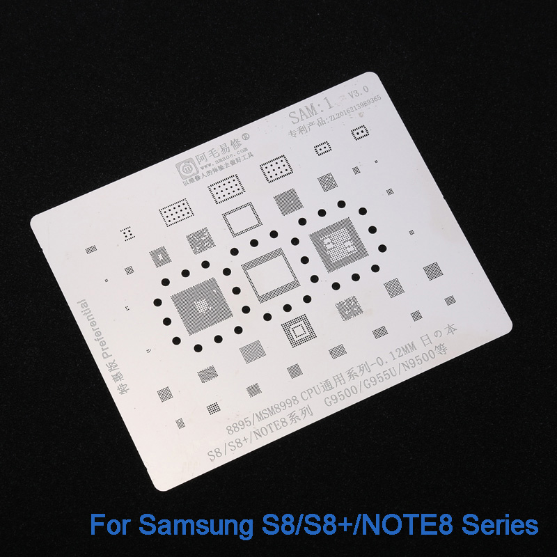 Japan Stainless Steel BGA Stencil for Samsung S8/S8+/NOTE8/MSM8998/CPU/G9500/G955U/N9500 BGA Reballing Plate Solder Template