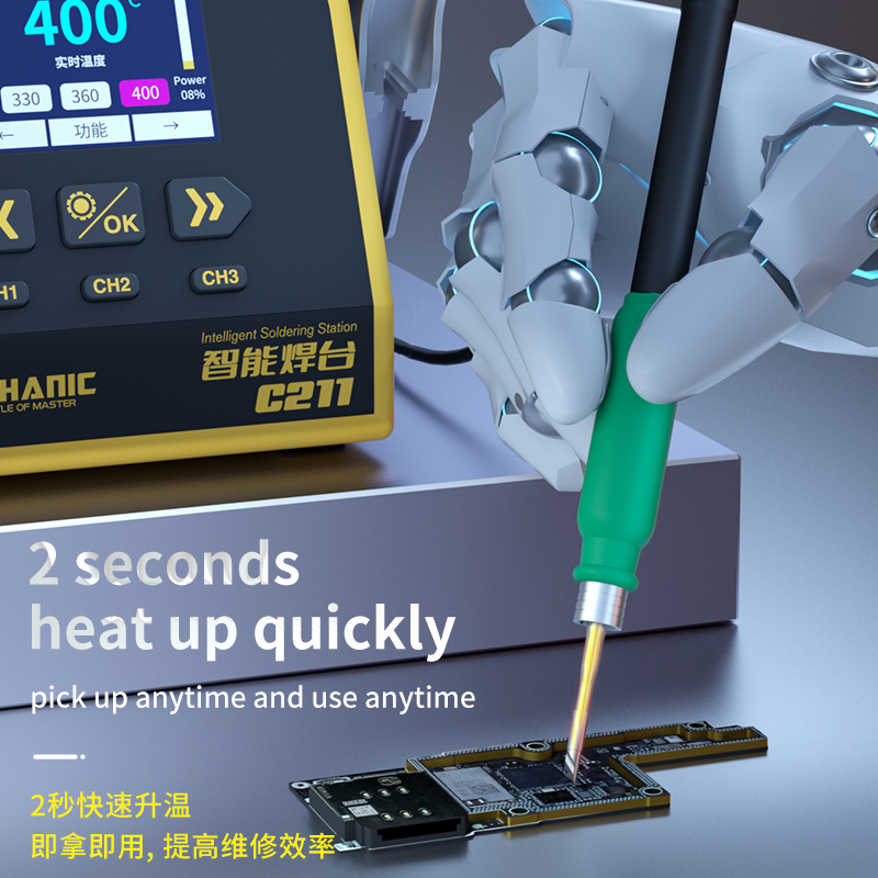 2022 New Release MECHANIC C211 Intelligent Solder Station C210 115 Handle 2 Seconds Fast Heat Up BGA Welding Repair