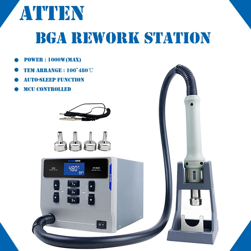 ATTEN St-862D 1000W Hot Air Gun Digital Display BGA Rework Station Automatic Sleep Mobile Phone Repair Desoldering Station