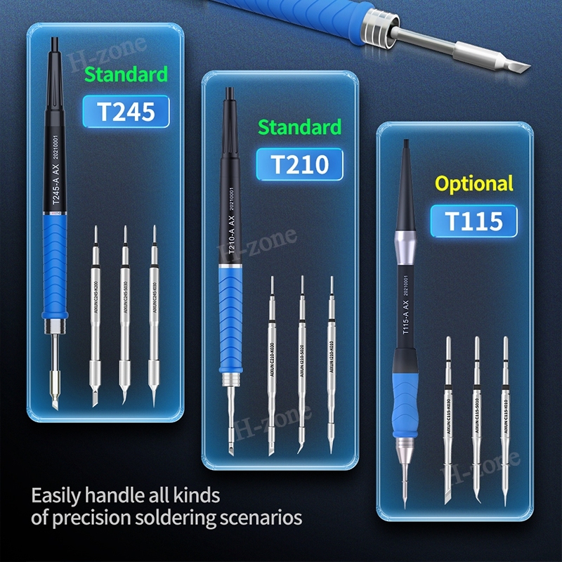 AIXUN T420D Soldering Station Intelligent Dual Channel Welding Station with T245 T210 T115 Handle Tips PCB IC Repair Solder Tool
