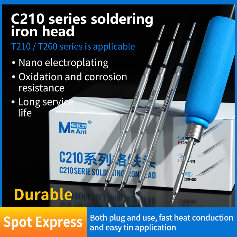 MaAnt C210 Series Cartridges Universal C210-020 C210-018 Solder Iron Tips Welding Nozzle For JBC Sugon T26 Replacement Head