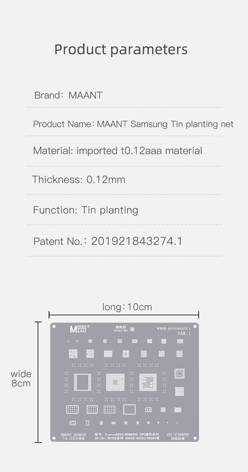 MaAnt Exynos/Qualcomm BGA Reballing Stencil For Samsung Glalaxy Note Motherboard IC CPU NAND Planting Tin Template Steel Mesh