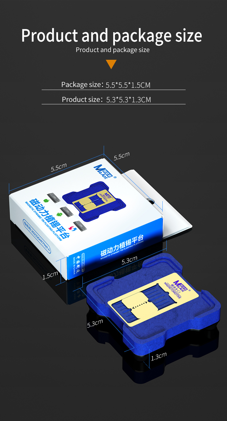 MaAnt CPU Reballing Stencil Platform For iPhone A8~A5 Support Android CPU Series Planting Tin Template Fixture Repair Kit