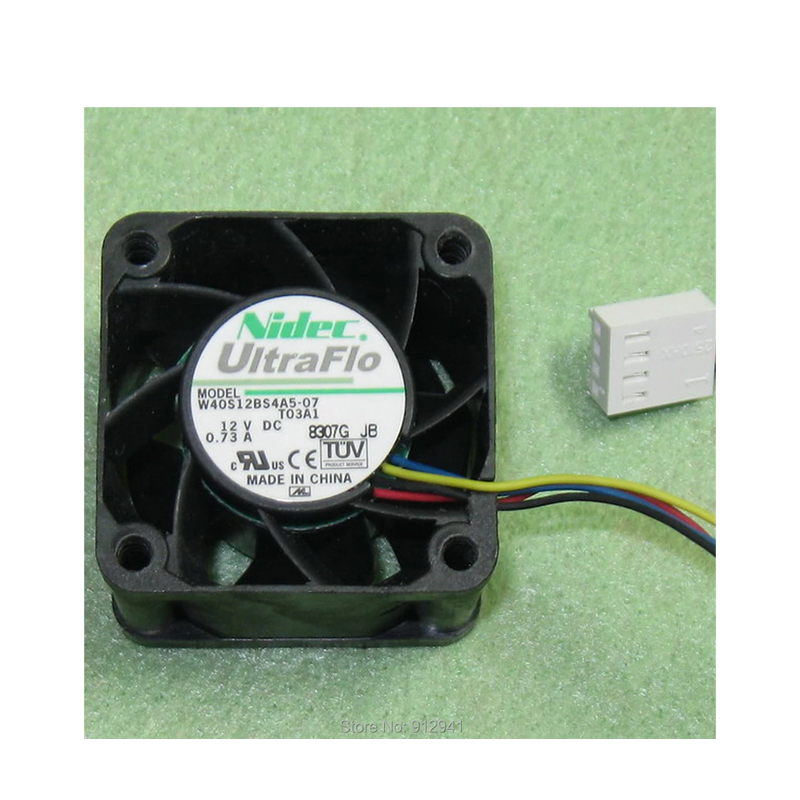 B109 Nidec UltraFlo W40S12BS4A5-07 4028 40mm x 40mm x 28 Cooling Fan DC 12V 0.73A 4Wire 4Pin Connector