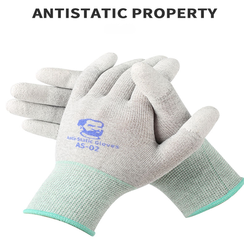 Anti-static Gloves AS-02 Elasticity Non-Slip Finger PU coating Carbon Fiber Electronic Work Protective Gloves MECHANIC