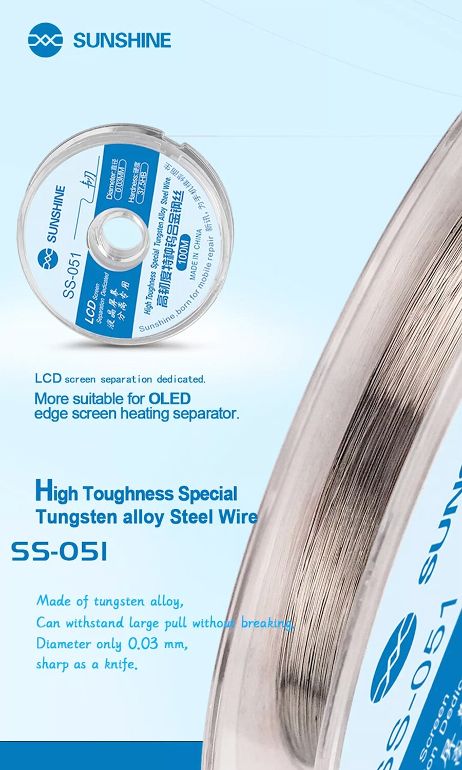 37.5HB High Toughness Special Tungsten Alloy Steel Wire Gold Molybdenum Line For iPhone Samsung LCD Screen Refurbished Cut Tools
