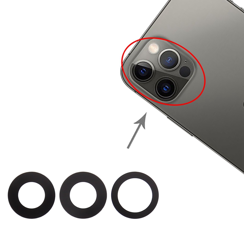Back Camera Lens for iPhone 12 Pro Black Ori 3pcs in one set