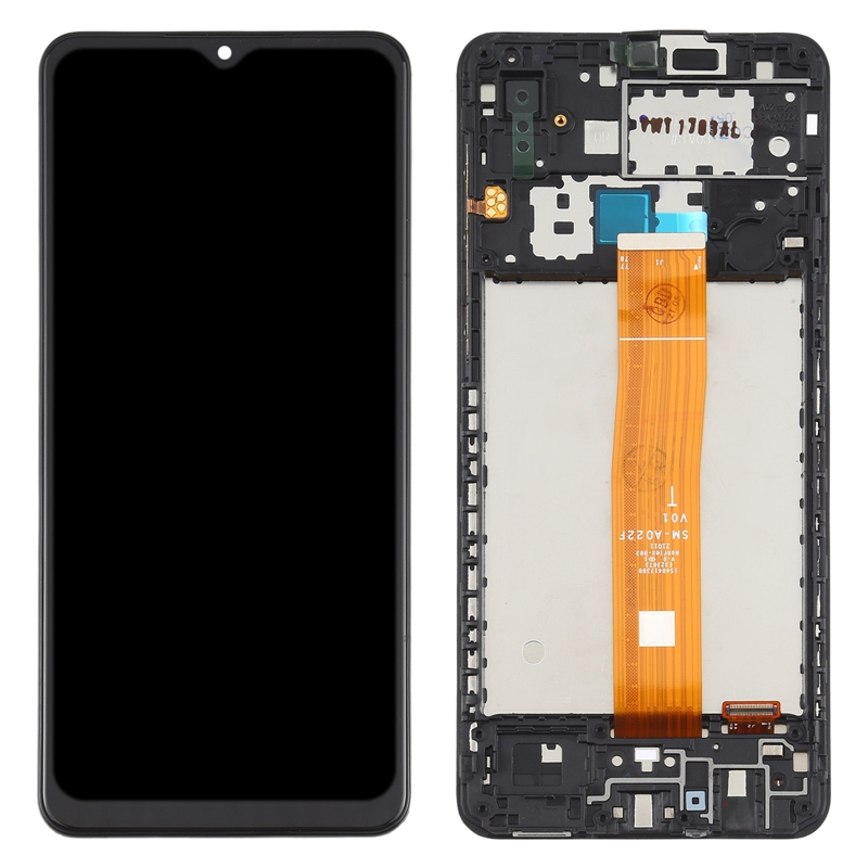 Screen Replacement With Frame for Samsung Galaxy A02 Black Original