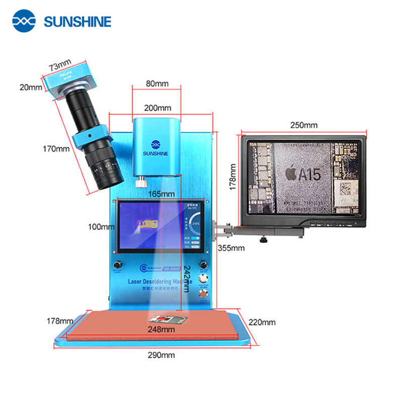 SUNSHINE SS890D Intelligent Infrared Laser Desoldering Machine For Mobile Phone Motherboard Chip IC CPU Tin Planting Repair Tool