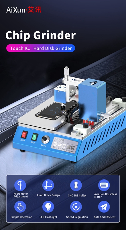 JCID AIXUN 100W Chip Grinding Machine For Phone Motherboard Chip IC Nand CNC Polishing Sanded Repair Tool