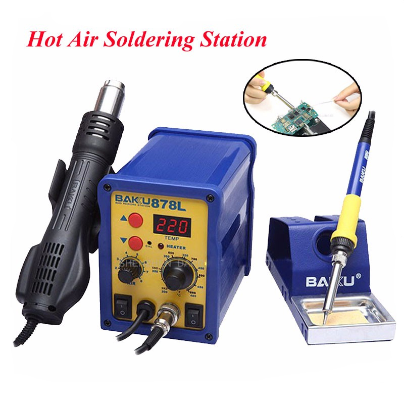 2 in 1 Hot Air Soldering Station BAKU-878L 110V/220V LED Dig Electric Hot Air Welding Station With English Manual