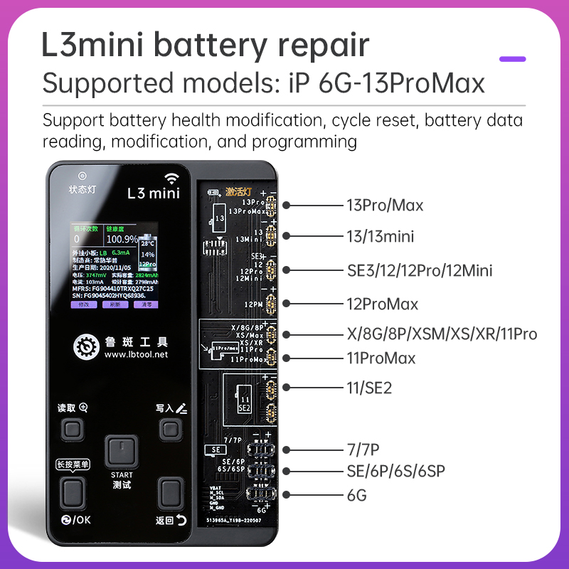 Luban L3 Mini Battery Dot Matrix Chips Repair Instrument with Battery & Dot Matrix Small Board