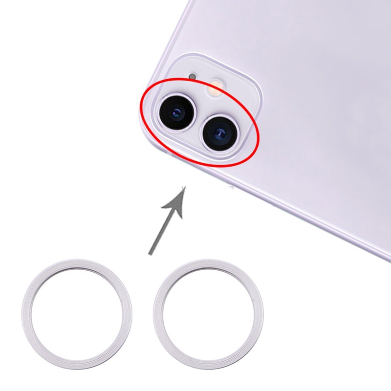 2 PCS Rear Camera Glass Lens Metal Protector Hoop Ring for iPhone 11(Black)