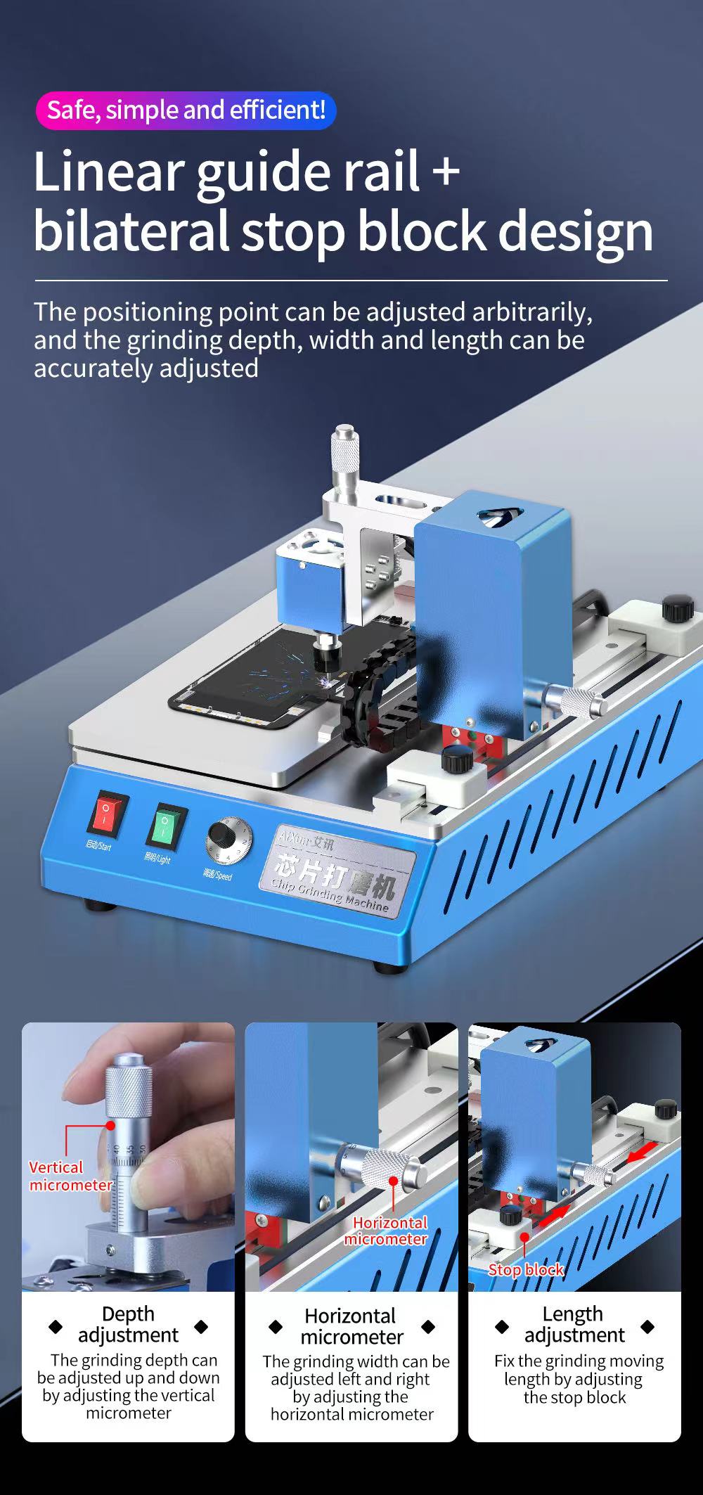 JC Aixun Screen Hard Disk CPU Touch IC Mainboard CHIP Grinder For Mobile Phone Maintenance Professional Grinding Machine Tool