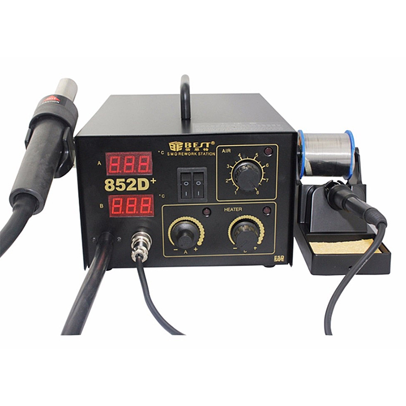 BEST-852D + 2 in 1 LED display hot air bag smd smt rework soldering station