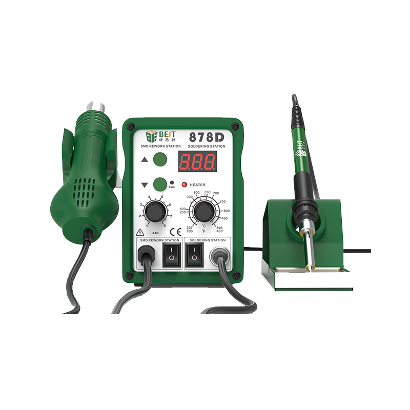 Best 878D Two In One Hot Air Gun Welding Stand Maintenance Screw Type Adjustable Electric Soldering Iron Welding Station