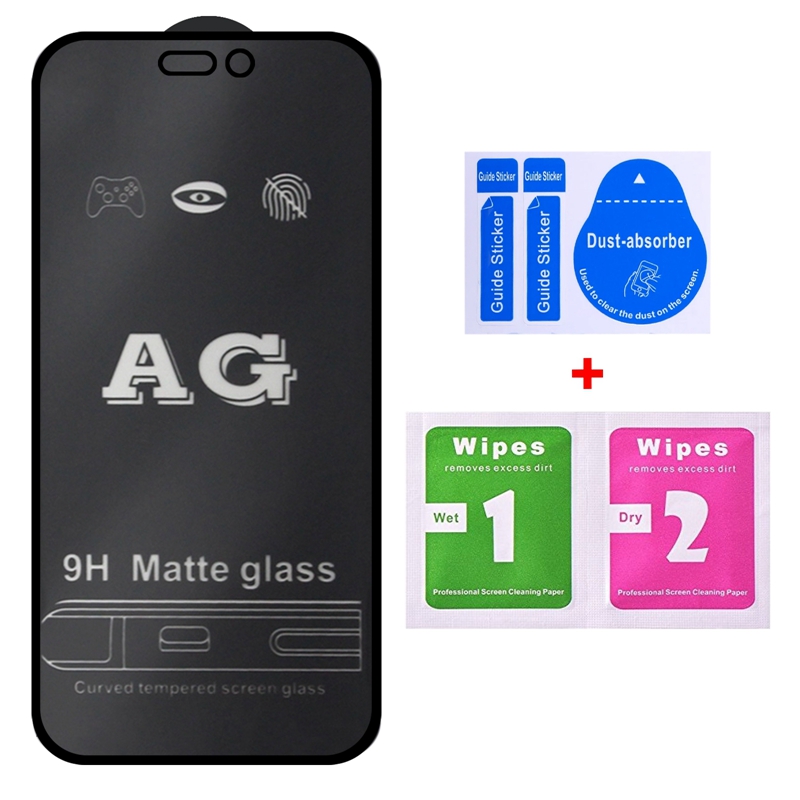 AG Matte Frosted Full Cover Tempered Glass Film For iPhone 14 Pro