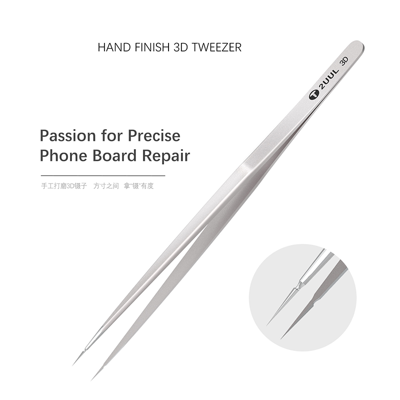 2UUL Hand Finish 3D Tweezers Precision Sharp Flying Line Super Hard For Planting Mainboard IC Chip Micro Repair Forceps