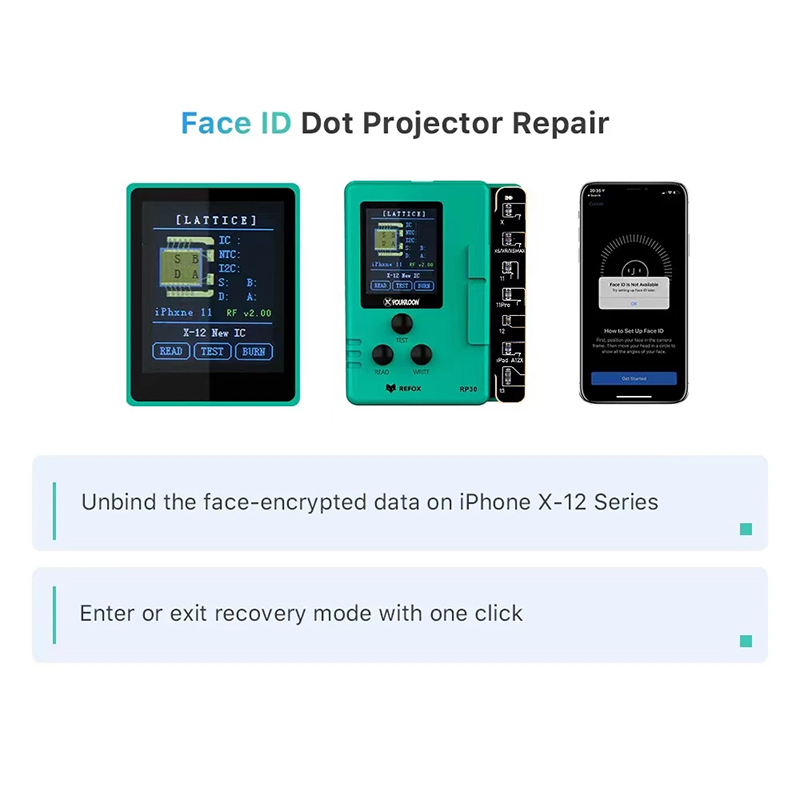 REFOX RP30 Multifunctional Restore Programmer For iPhone X XS 11 12 13Pro Max Battery Repair/Face ID Fix Dot Projector Detection