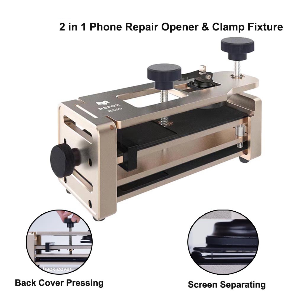 REFOX RS50 2 in 1 Mobile Phone Clamp Fixture for iPhone for Samsung Flat Screen / Back Cover Removal and Pressure-holding