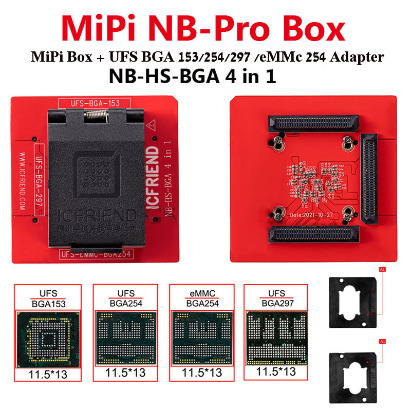 CFRIEND MIPITESTER / MiPi NB Pro Box + UFS 153, UFS 297, UFS 254  eMMC 254 Soctet