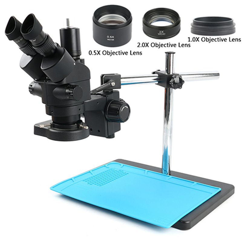 3.5X 7X 45X 90X Industrial Lab Simul-Focal Stereo Microscope Trinocular Microscope Set with 144 LED light