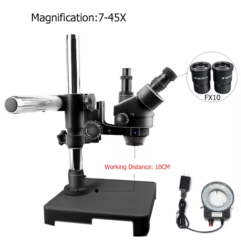 3.5X-180X Continuous Zoom Single Arm Trinocular Stereo Microscope Trinocular Microscope Magnification 45 90 180X