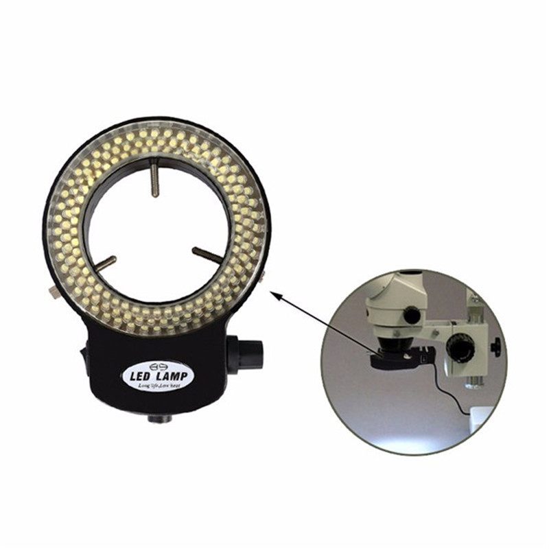 6500k 144 adjustable led ring light illuminating lamp for industry stereo microscope ara magnifier 110v-120v adapter