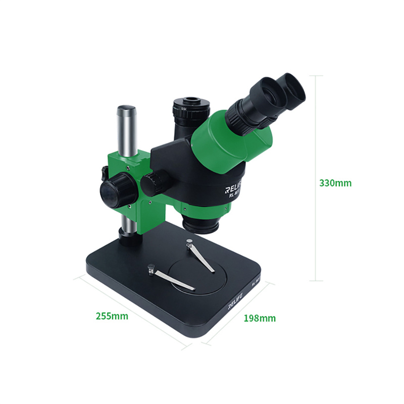 RL-M3T green color trinocular stereo microscope mobile phone repair 7- 45X continuous zoom optional accessories 4800W 3800W