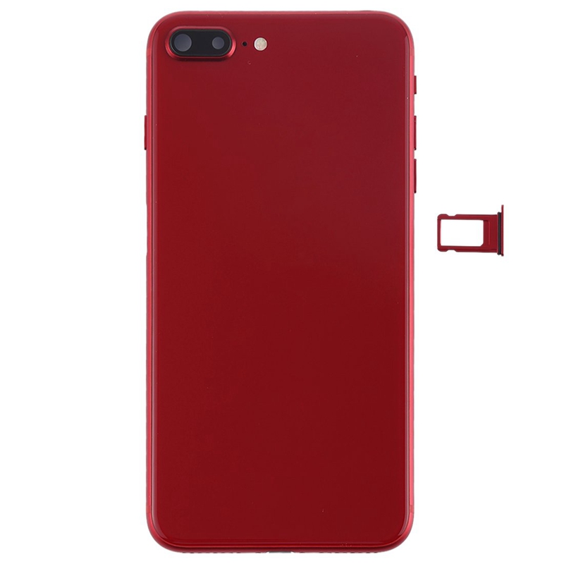 Battery Back Cover Assembly with Side Keys & Vibrator & Speaker Ringer Buzzer & Power Button + Volume Button Flex Cable & Card Tray for iPhone 8 Plus(Red)