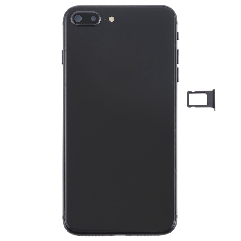 Battery Back Cover Assembly with Side Keys & Vibrator & Speaker Ringer Buzzer & Power Button + Volume Button Flex Cable & Card Tray for iPhone 8 Plus(Black)