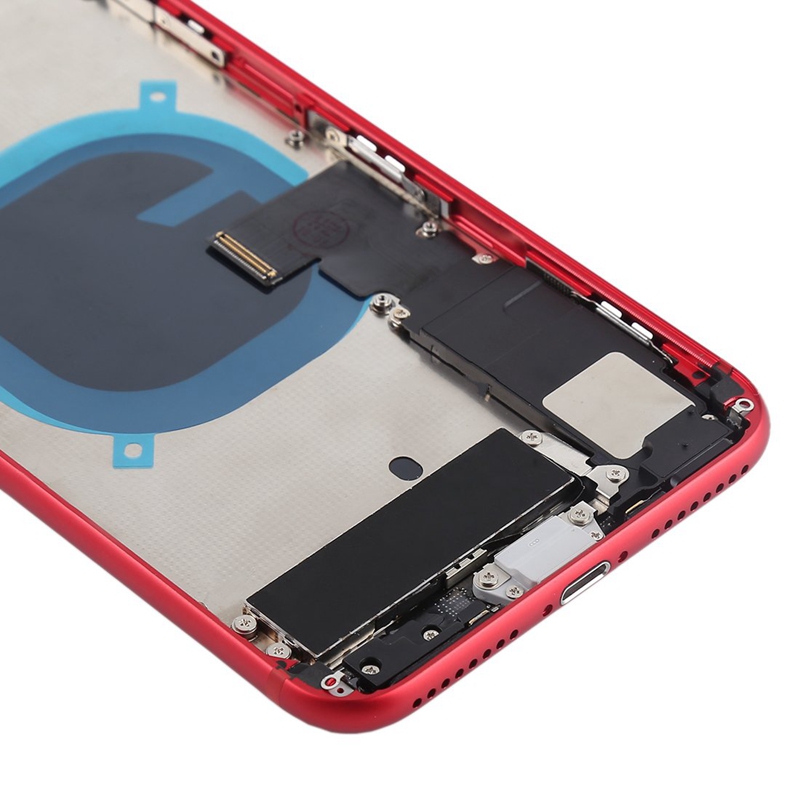 Battery Back Cover Assembly with Side Keys & Vibrator & Speaker Ringer Buzzer & Power Button + Volume Button Flex Cable & Card Tray for iPhone 8 Plus(Red)