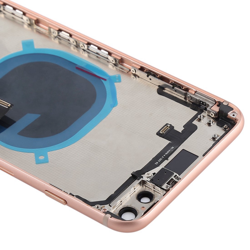 Battery Back Cover Assembly with Side Keys & Vibrator & Speaker Ringer Buzzer & Power Button + Volume Button Flex Cable & Card Tray for iPhone 8 Plus(Rose Gold)