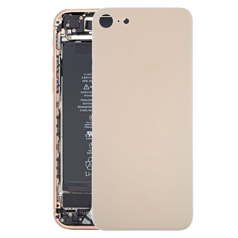 Easy Replacement Big Camera Hole Glass Back Battery Cover with Adhesive for iPhone 8(Gold)
