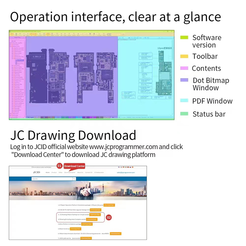 JC JCID Schematic Diagram Bitmap IP Card Drawing Diagram Intelligent Online For iPhone For iPad Circuit Software Repair Tools
