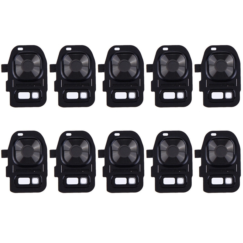 For Galaxy S7 / G930 10pcs Rear Camera Lens Cover + Flashlight Bracker (Black)