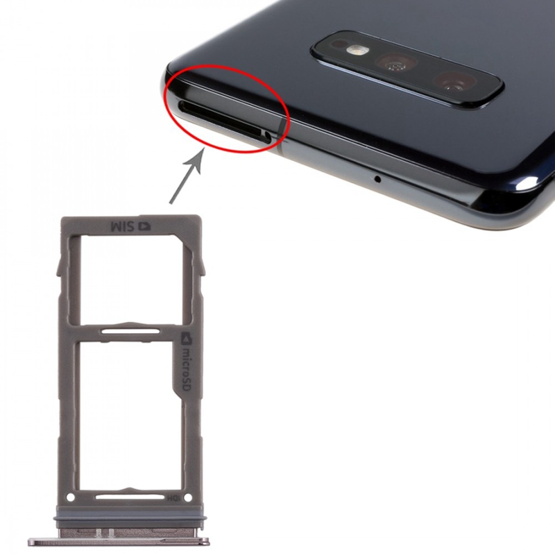 For Galaxy S10+ / S10 / S10e SIM Card Tray + SIM Card Tray / Micro SD Card Tray (Black)