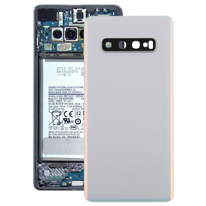 For Galaxy S10+ Battery Back Cover with Camera Lens (White)