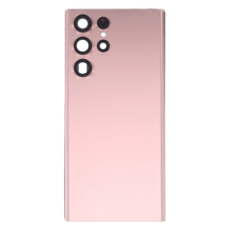 For Samsung Galaxy S22 Ultra 5G SM-S908B Battery Back Cover with Camera Lens Cover (Pink)