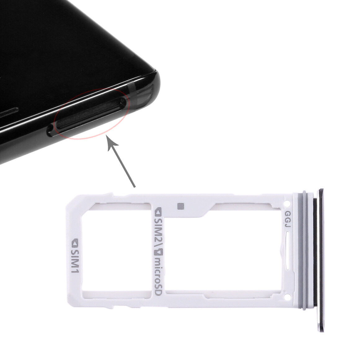 For Galaxy Note 8 2 SIM Card Tray / Micro SD Card Tray (Black)
