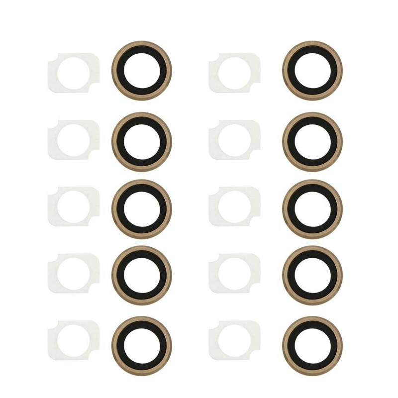 10 Pairs / Set Rear Camera Lens Ring + Flashlight Bracker for iPhone 6 Plus & 6s Plus(Gold)