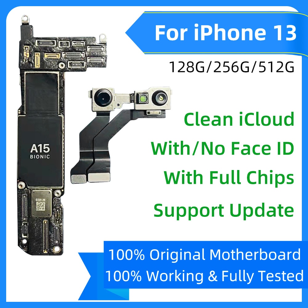 Original For iphone 13 Pro Max Motherboard With Face ID Free Clean iCloud mainboard Unlocked For iphone 13 mini Logic Board