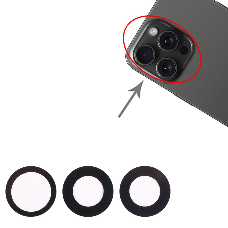 Back Camera Lens for iPhone 15 Pro Max Black Ori 3pcs in one set