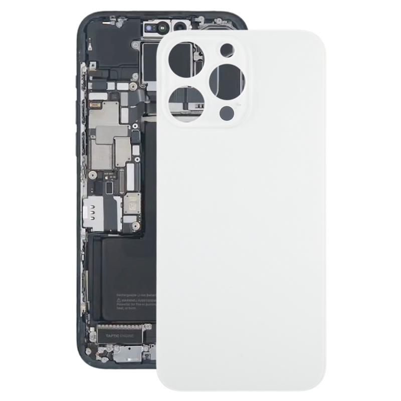 For iPhone 15 Pro Max Big Camera Hole Glass Back Battery Cover(White)