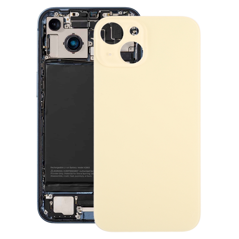 iPhone 15  Replacement Big Camera Hole Glass Back Battery Cover(Yellow)